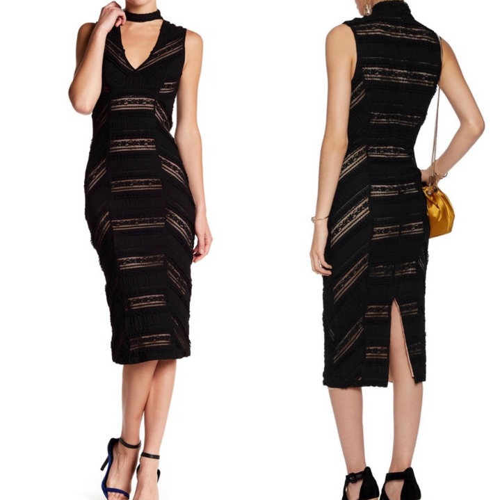 Nwt Cinq A Sept Kora Black Lace Nude Midi Dress 2